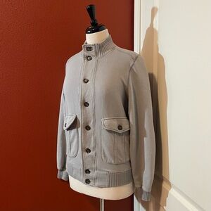 Eleventy Men’s First Class Cotton Button Front Lagenlook Ribbed Sweater Jacket